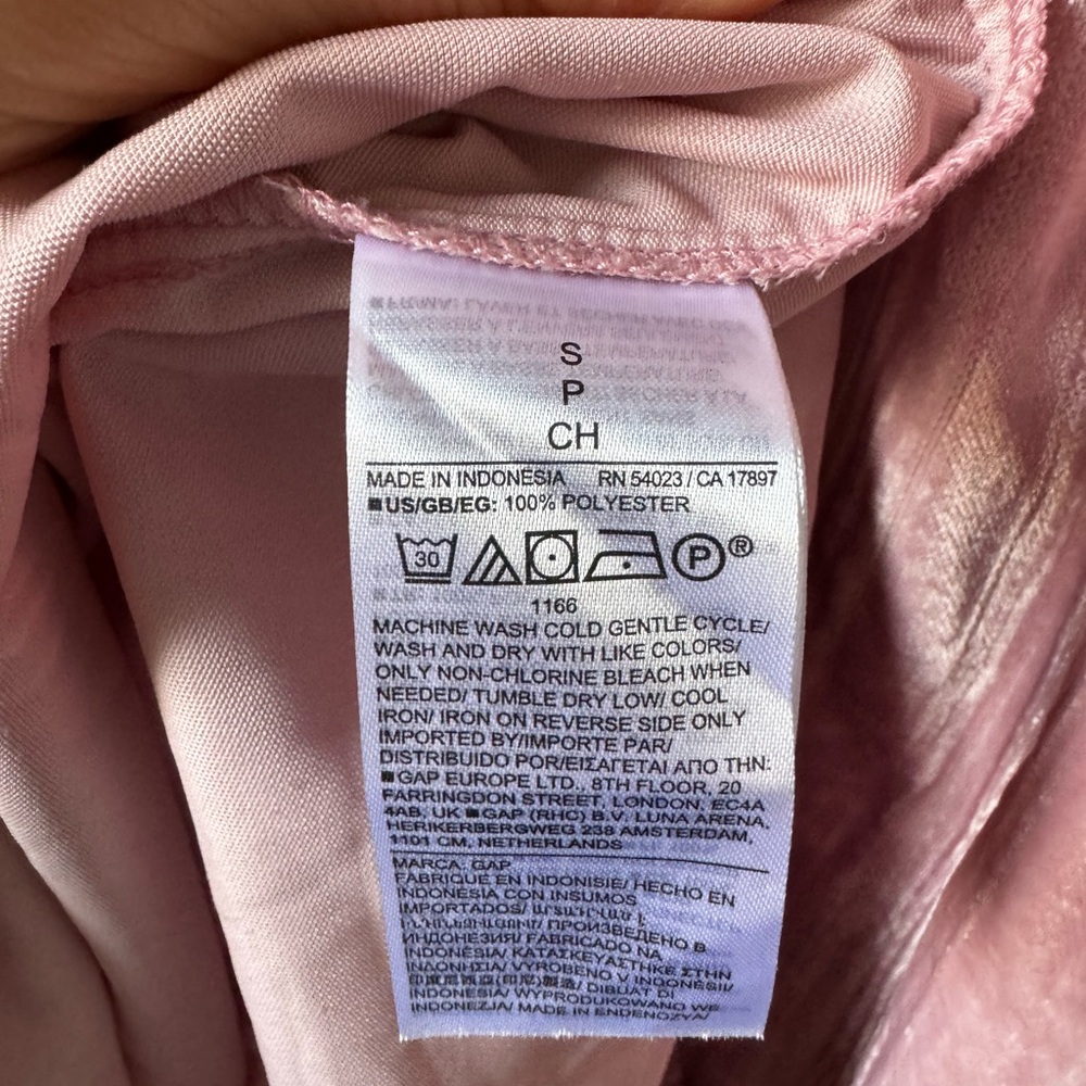 NWT GAP | Pink Velvet Smocked Mini Dress, Long Sleeves, small - Picture 7 of 9